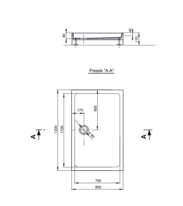 Tuš kada Saturn 120x80x17 Polyagram