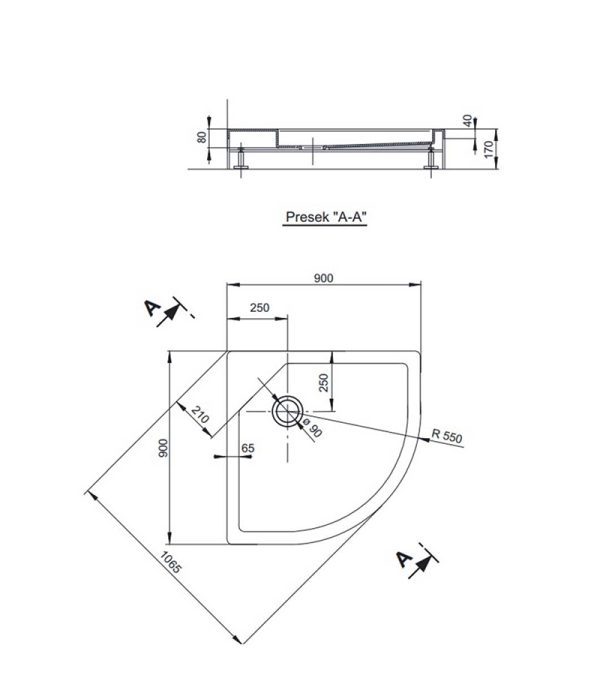 Tuš kada Uran R90x17 Polyagram