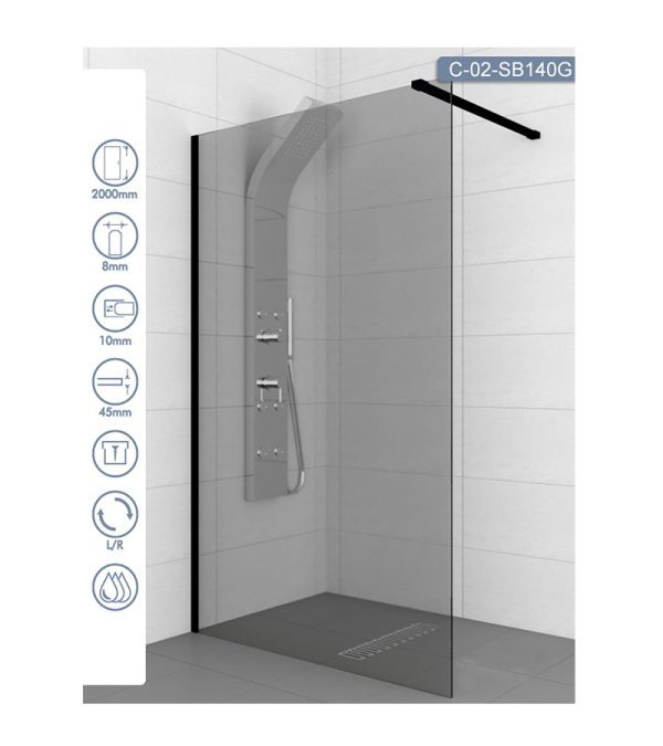 Tuš stena C-02-SB140G Concept Monte-Dark 140x200