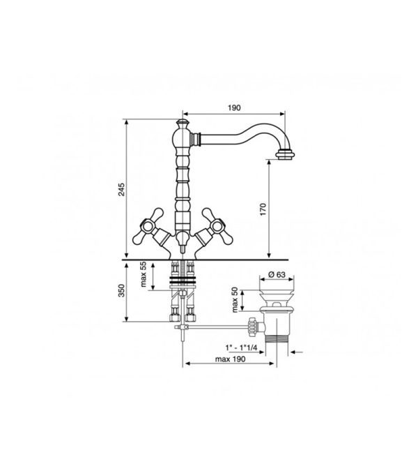 Baterija za lavabo Emmevi Deco BR12613