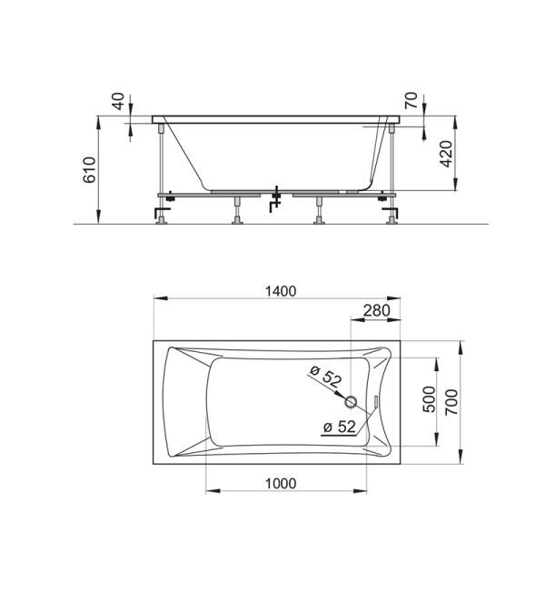 Ugradna kada Hera Polyagram 140x70