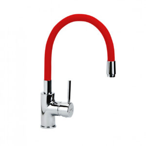 Baterija za sudoperu MINOTTI TUBO sa 2 cevi gibljiva lula braon