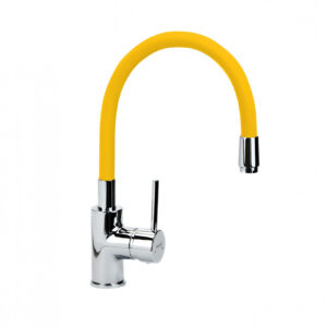 Baterija za sudoperu MINOTTI TUBO sa 3 cevi gibljiva lula toplo siva