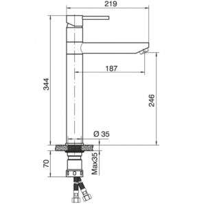 Baterija za lavabo MINOTTI TUBO visoka