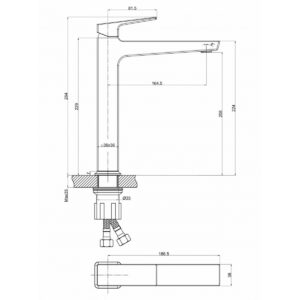 Baterija za lavabo MINOTTI QUADRA NEW visoka mat crna